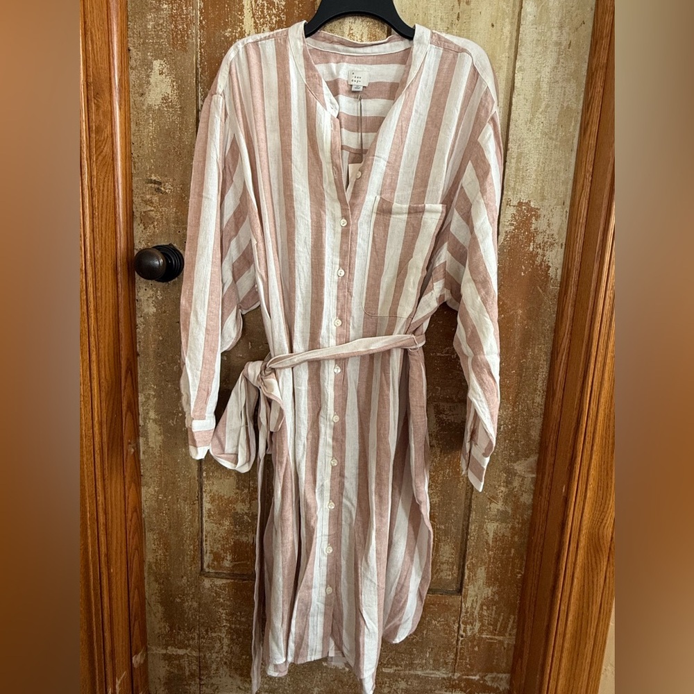 a new day Pink and White Striped dress